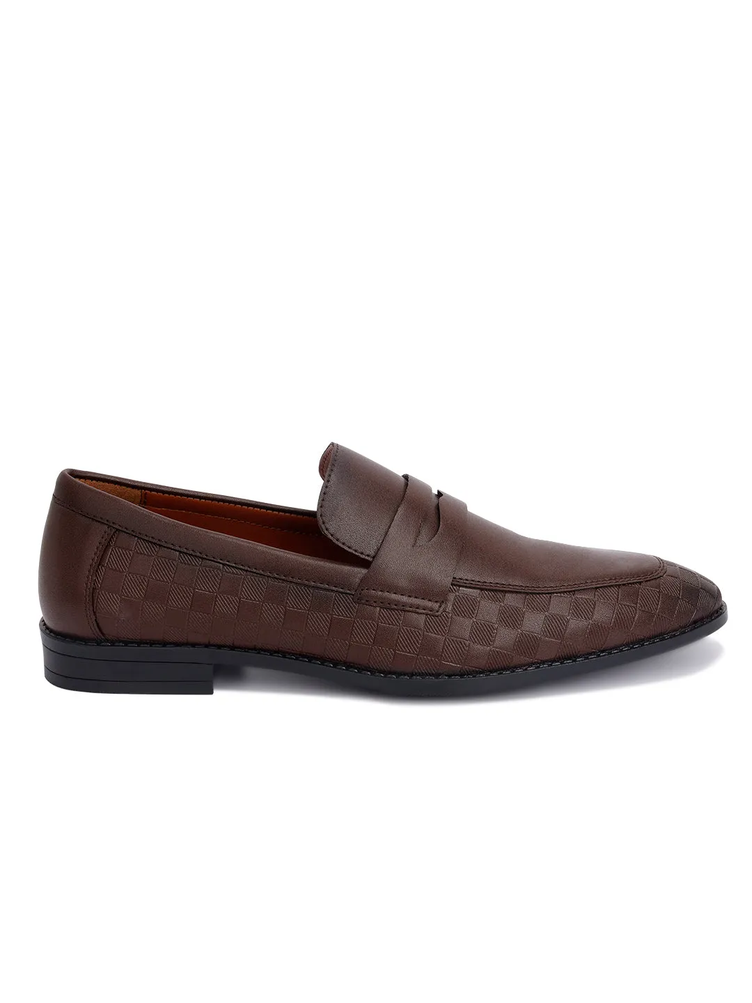 Brunette Brown Embossed Moccasins Slipons