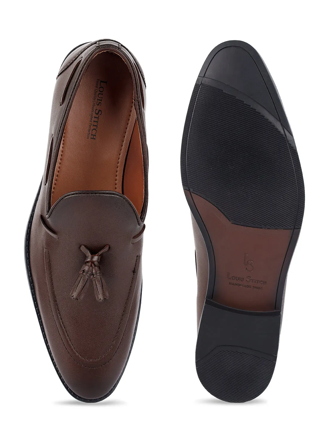 Brunette Brown Handcrafted Tassel Moccasins Slipons