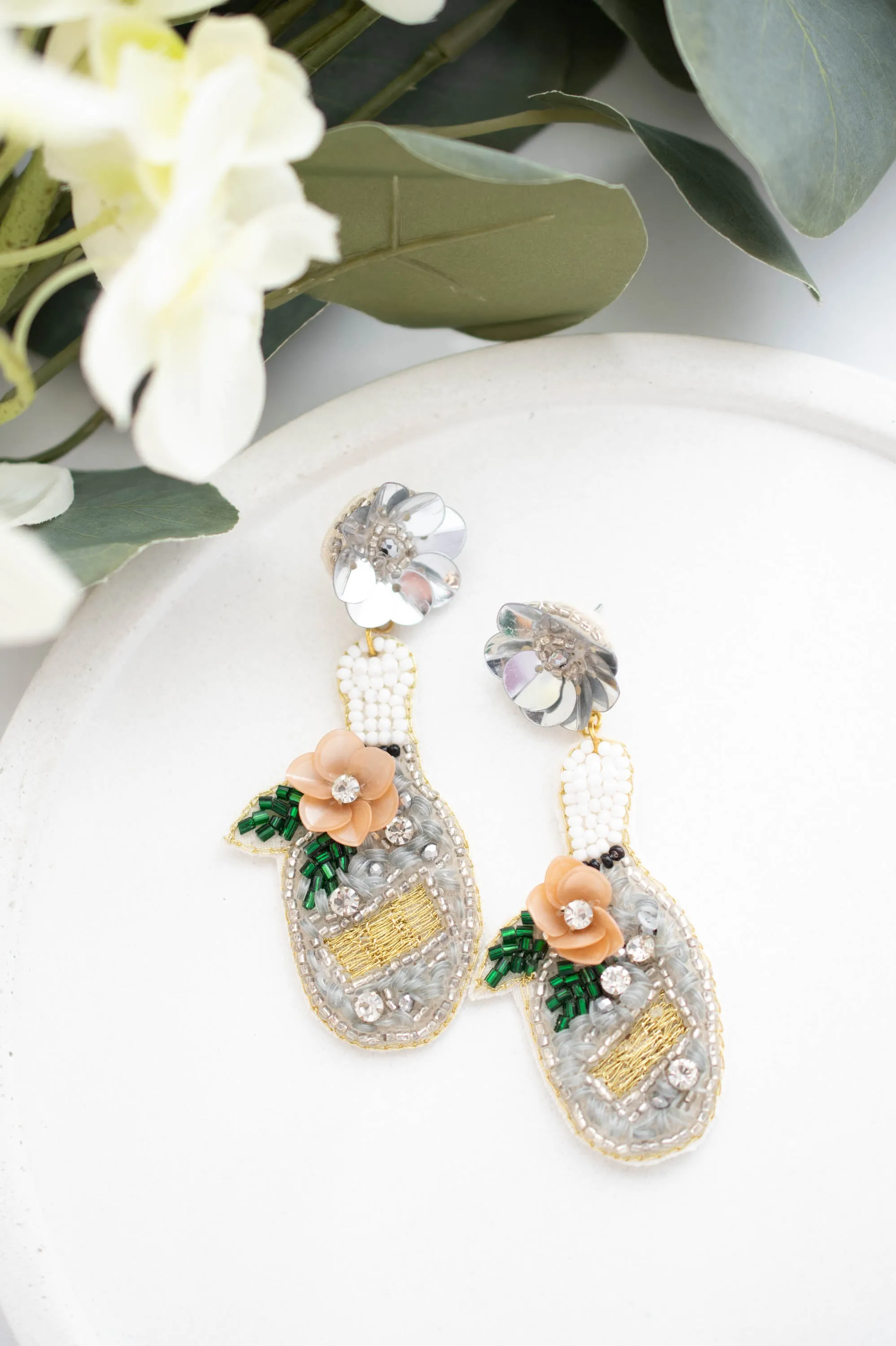 Cheers To Love Earrings, Silver