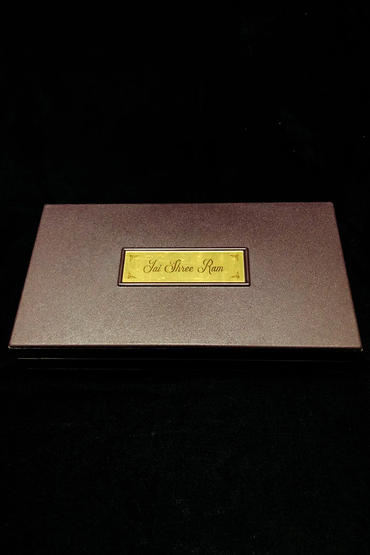 Gold Foil Jai Shree Ram with Charan Paduka with Shloka with Acrylic Box Pack Of 1 Color Brown Devotional Prayer Box Footprint