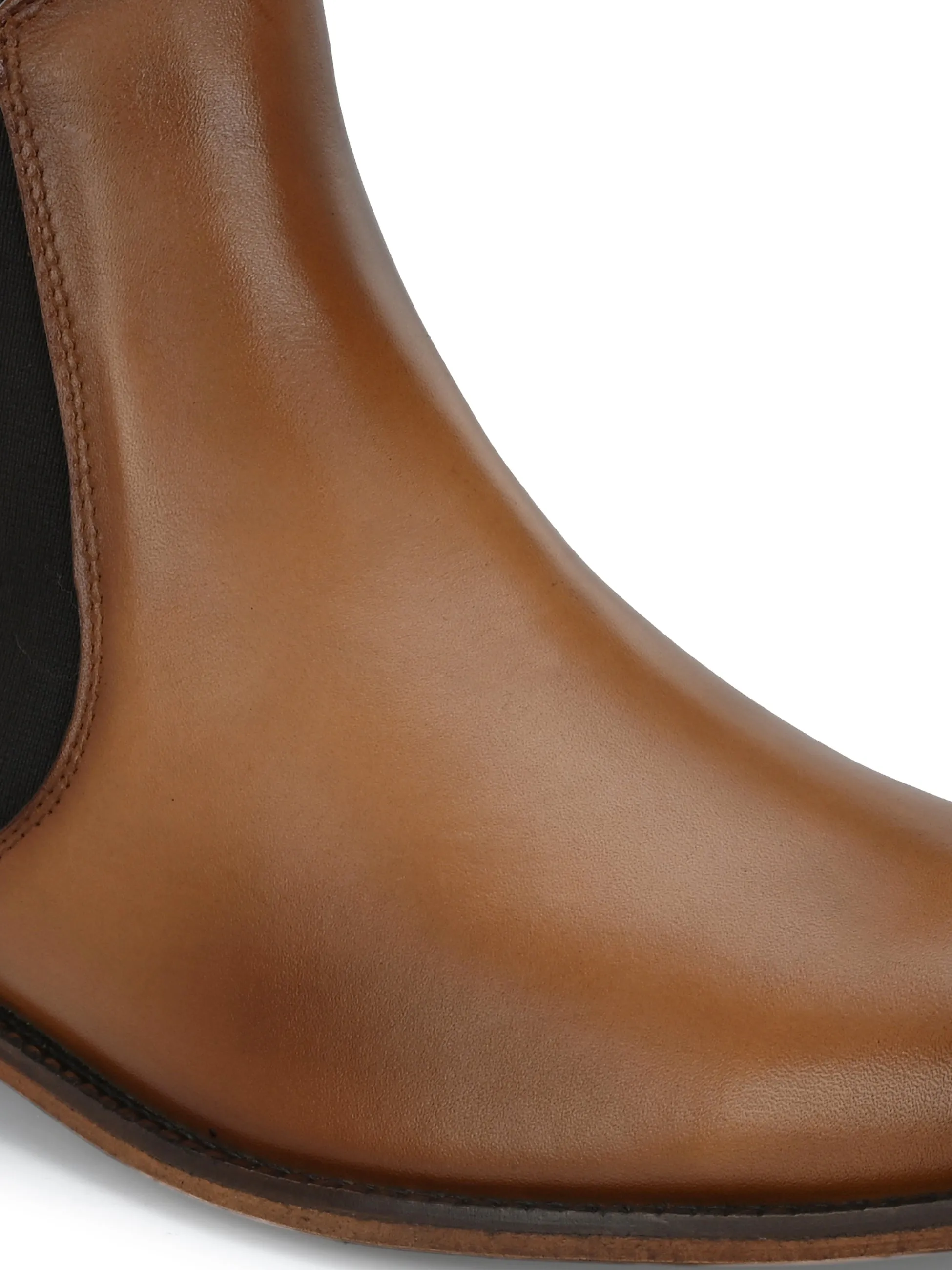 HITZ7121 Men's Tan Leather Casual Slip On Chelsea Boot