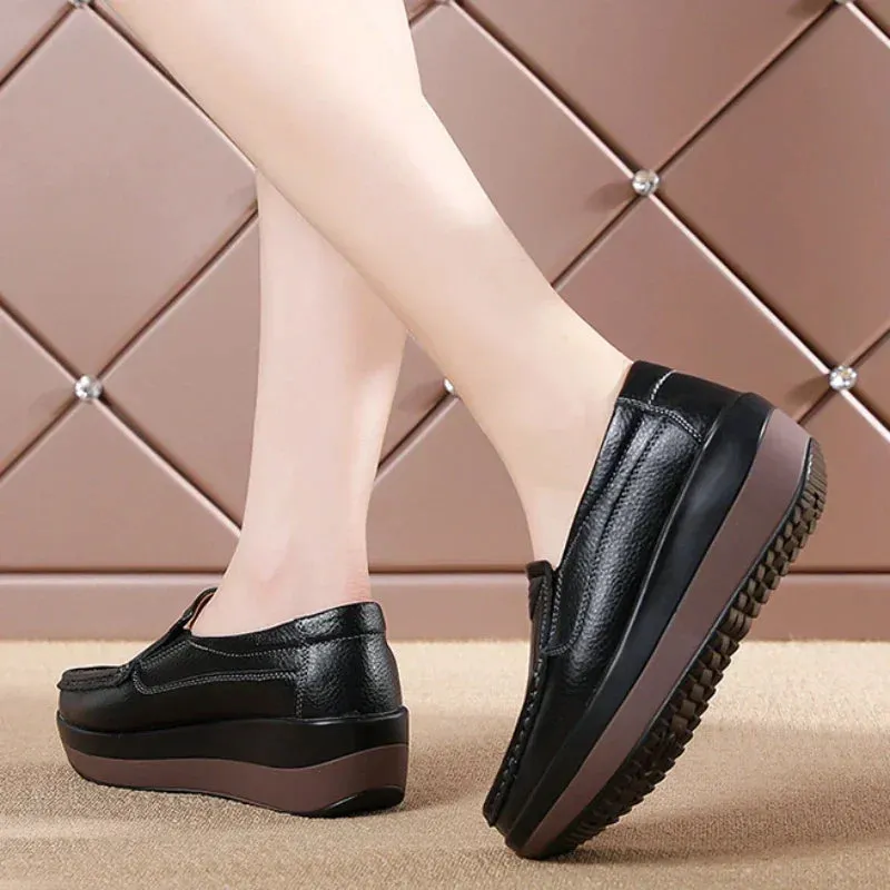 Hollow Print Platform Flats