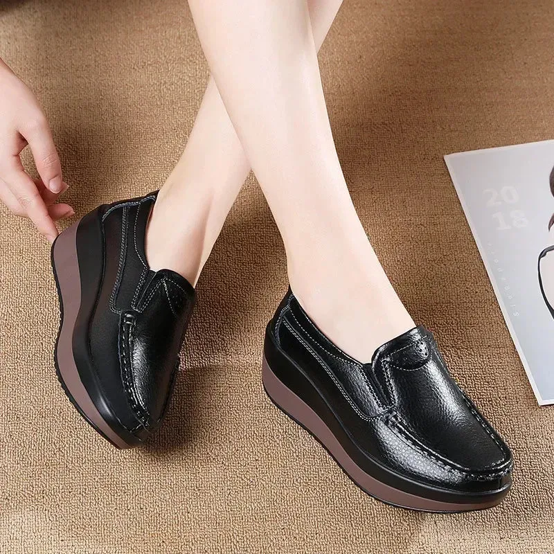 Hollow Print Platform Flats