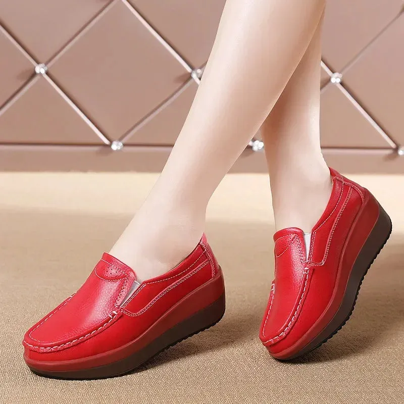 Hollow Print Platform Flats