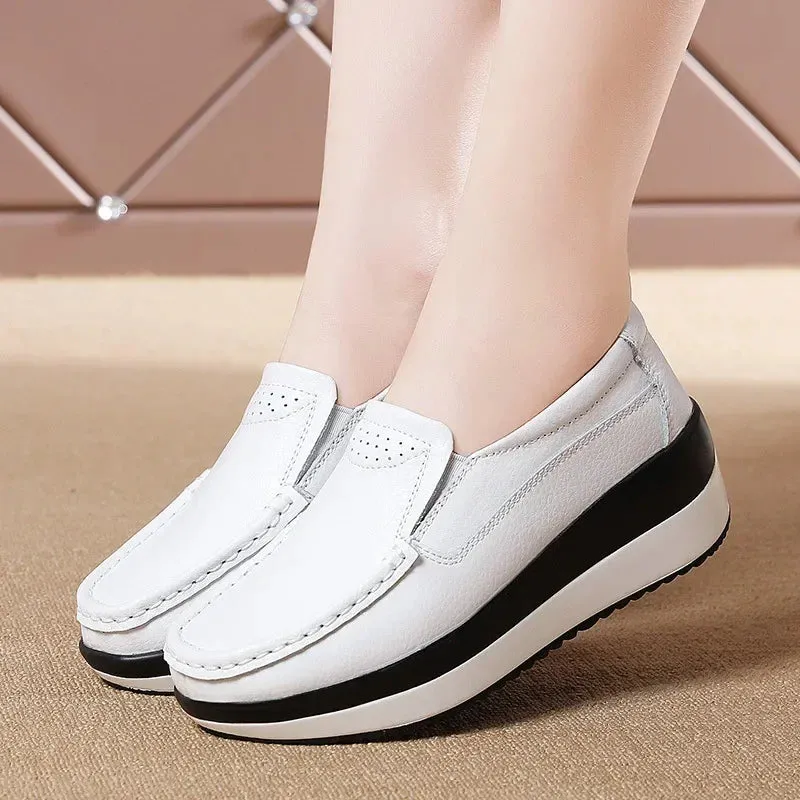 Hollow Print Platform Flats