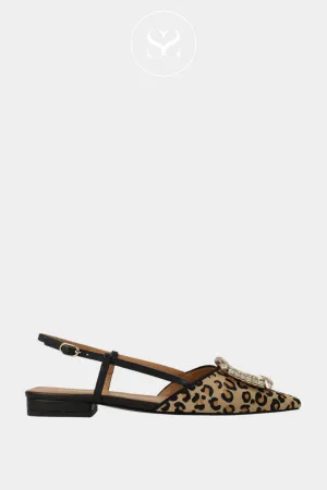 LODI BO5504-P LEOPARD PRINT LEATHER SLINGBACK BALLET FLAT SHOES
