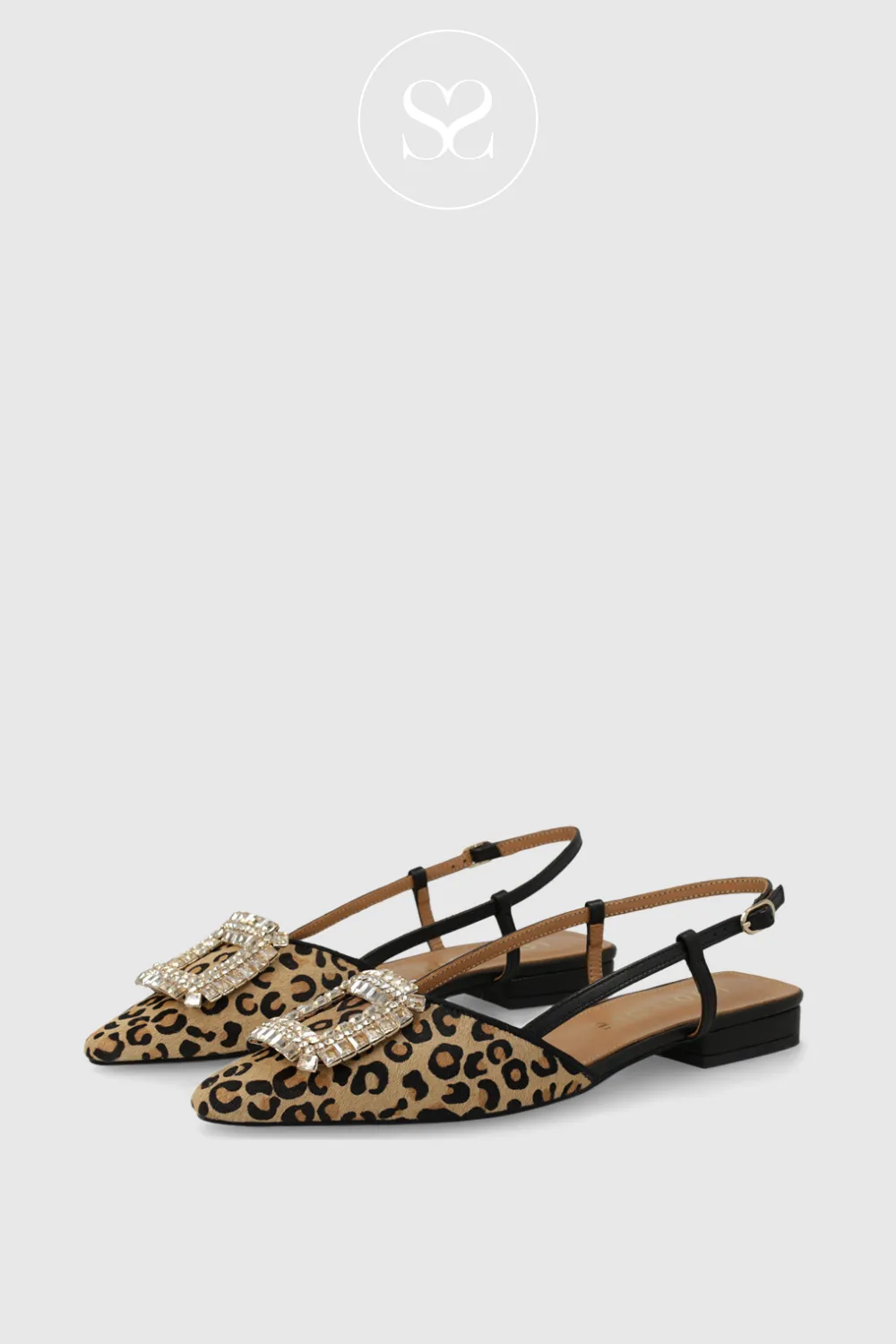 LODI BO5504-P LEOPARD PRINT LEATHER SLINGBACK BALLET FLAT SHOES