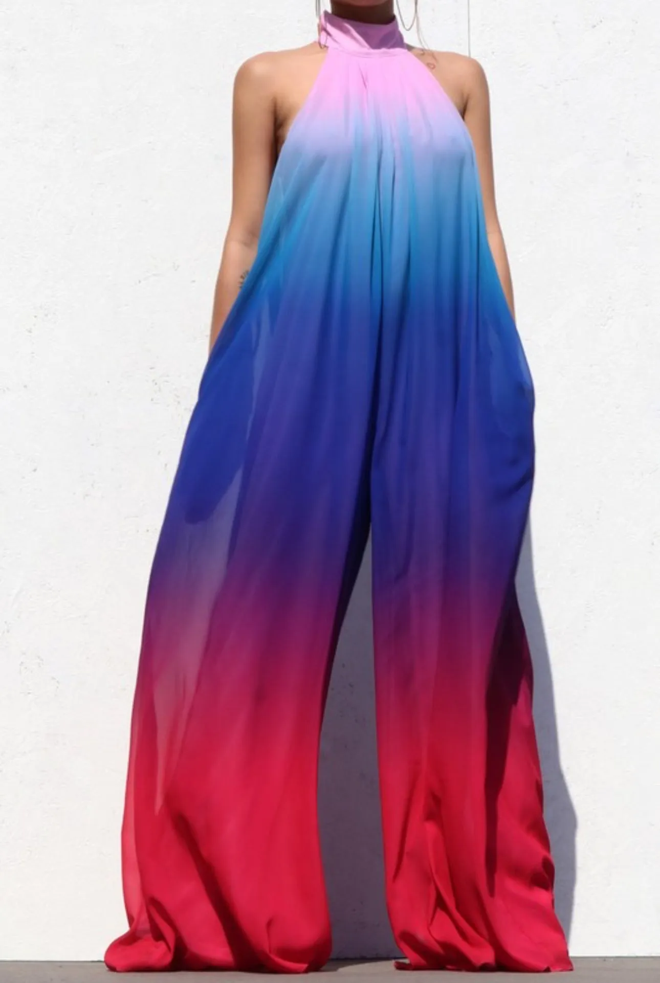 *PRE ORDER* Dream Drip Ombr Multi Color Flowy Wide Leg Jumpsuit