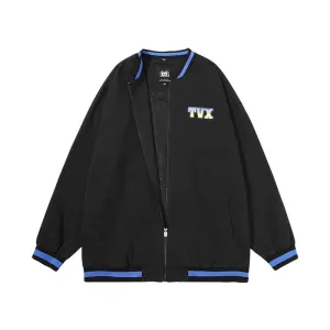 Simple style gradient letter print couple baseball jacket cotton jacket
