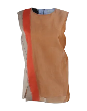 Sleeveless Tricolor Print Shell
