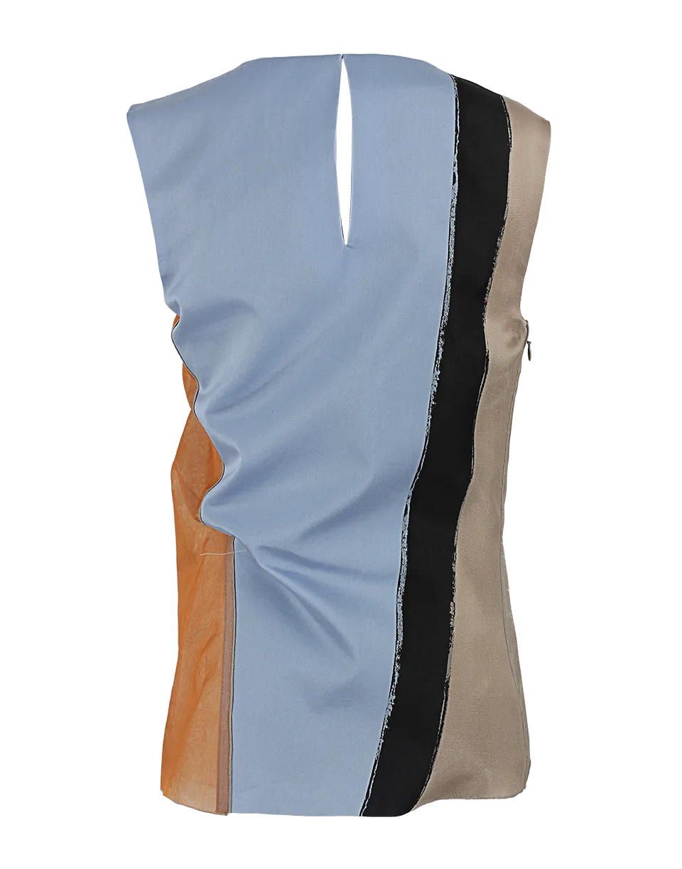 Sleeveless Tricolor Print Shell