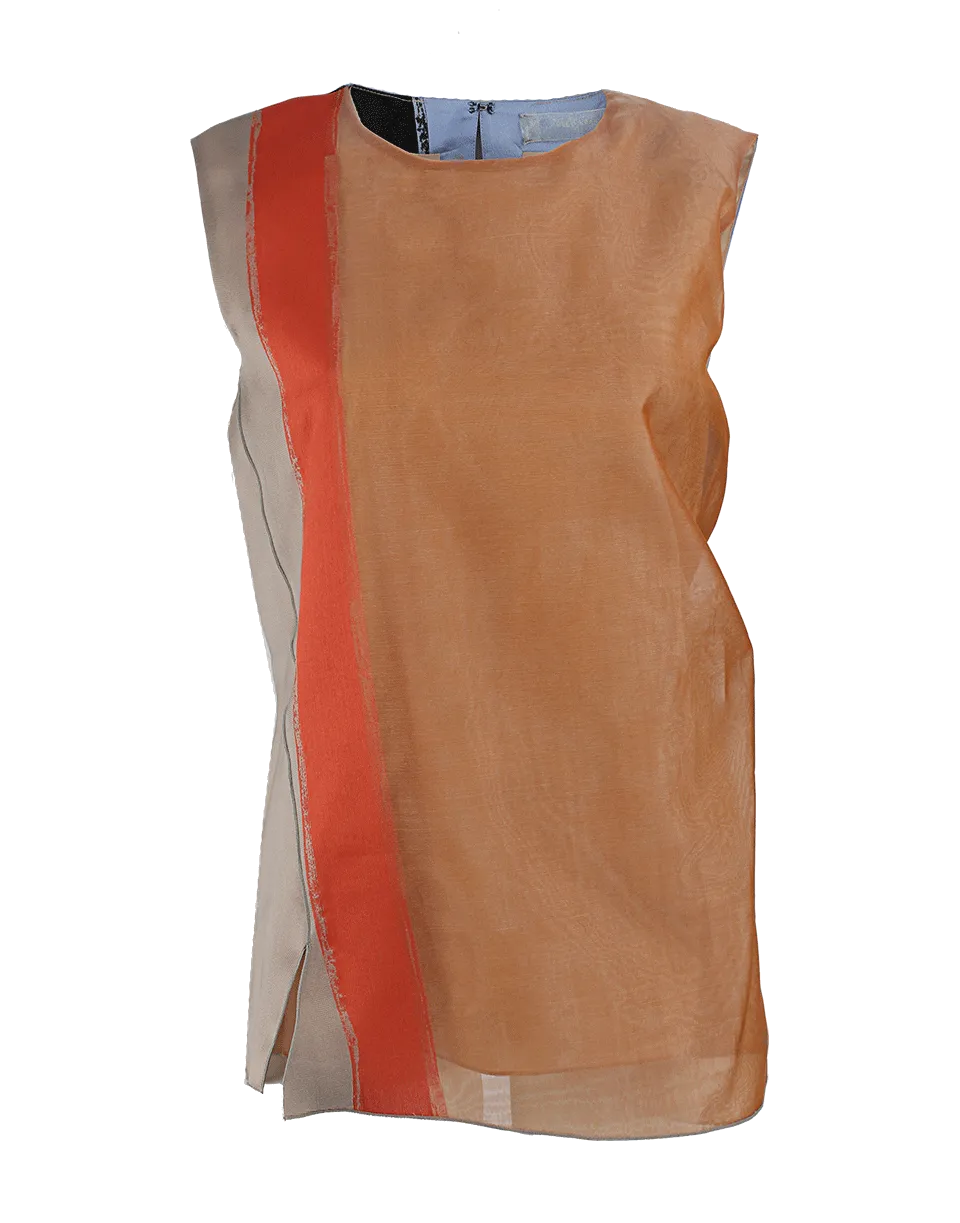 Sleeveless Tricolor Print Shell