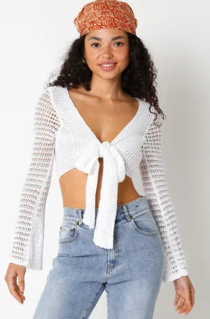 Sweet and Salty White Crochet Crop Top