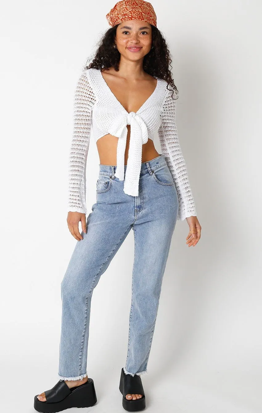 Sweet and Salty White Crochet Crop Top