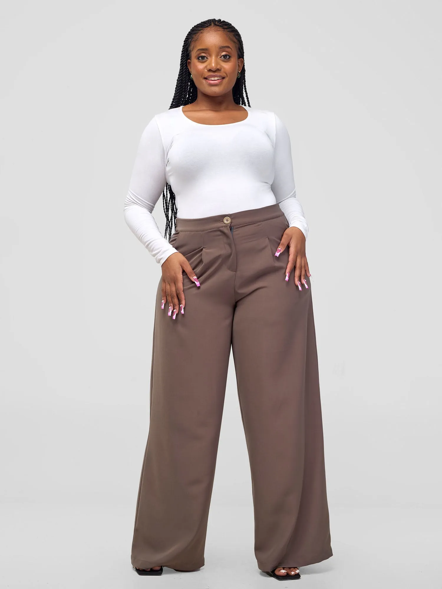 Vivo Alora Pleated Pants  - Dark Grey
