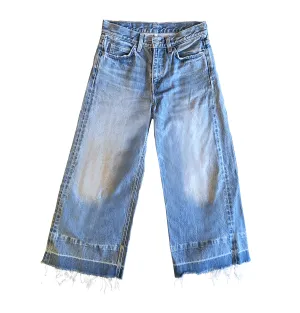 Wide Leg Distressed Fringed Bleach Denim - Levi Strauss