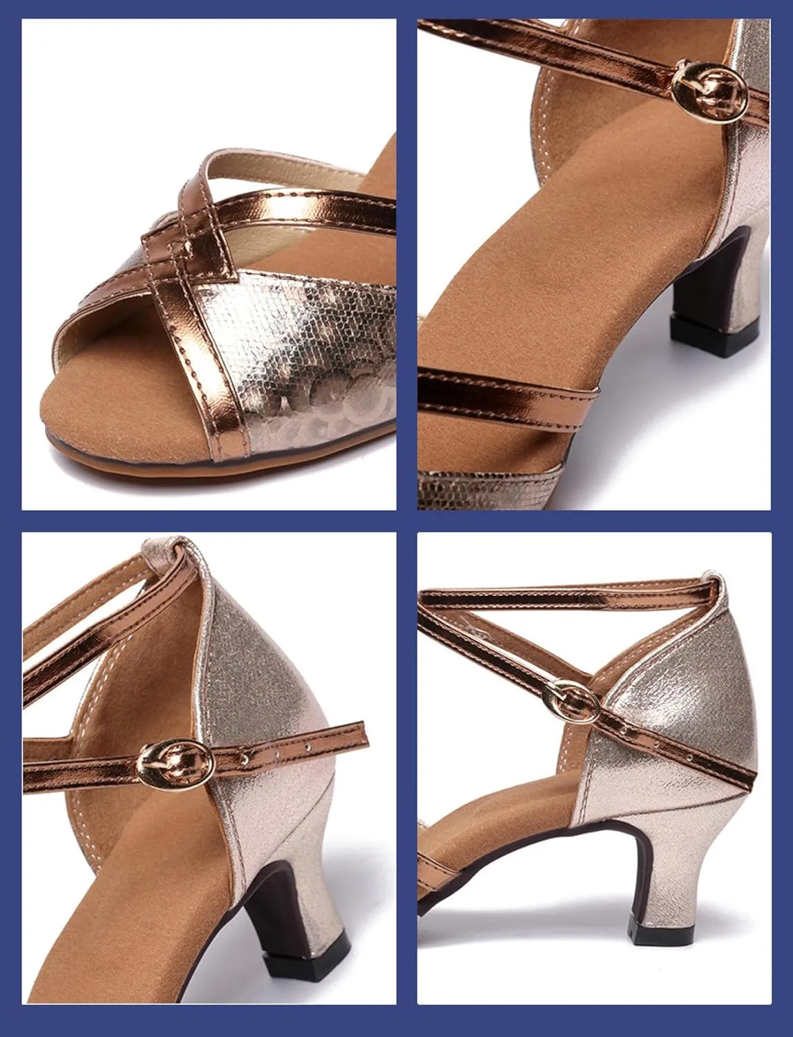 Women Latin Ballroom Dance Shoes Salsa Tango Dancing Heels 2.16 inch