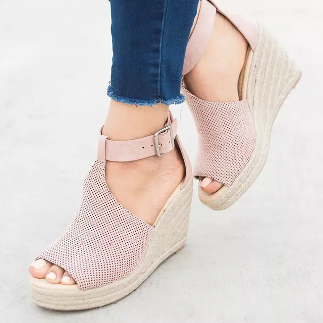 Women Sandals Wedge Peep Toe Shoes
