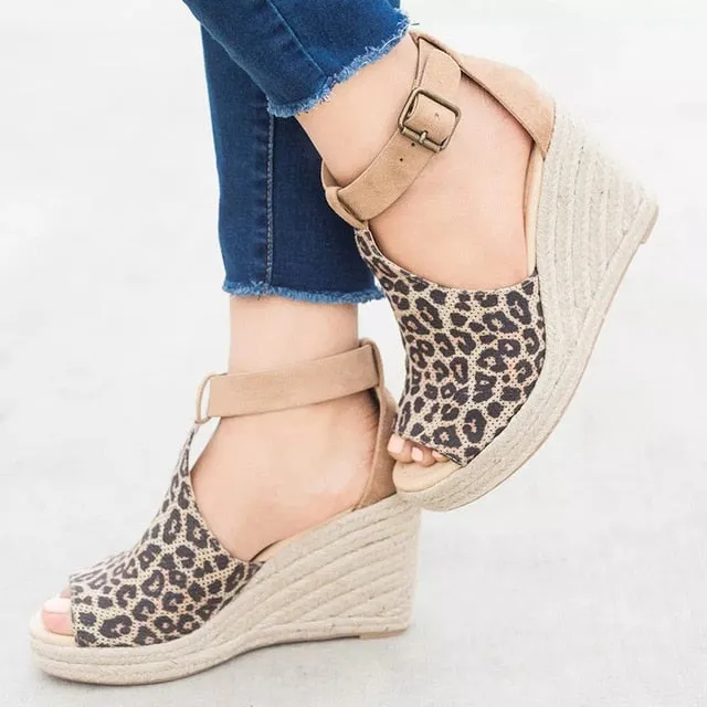 Women Sandals Wedge Peep Toe Shoes