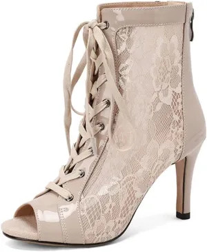 Women's Ankle Dance Boots Peep Toe Latin Salsa Performance Party Ballroom Dance Shoes