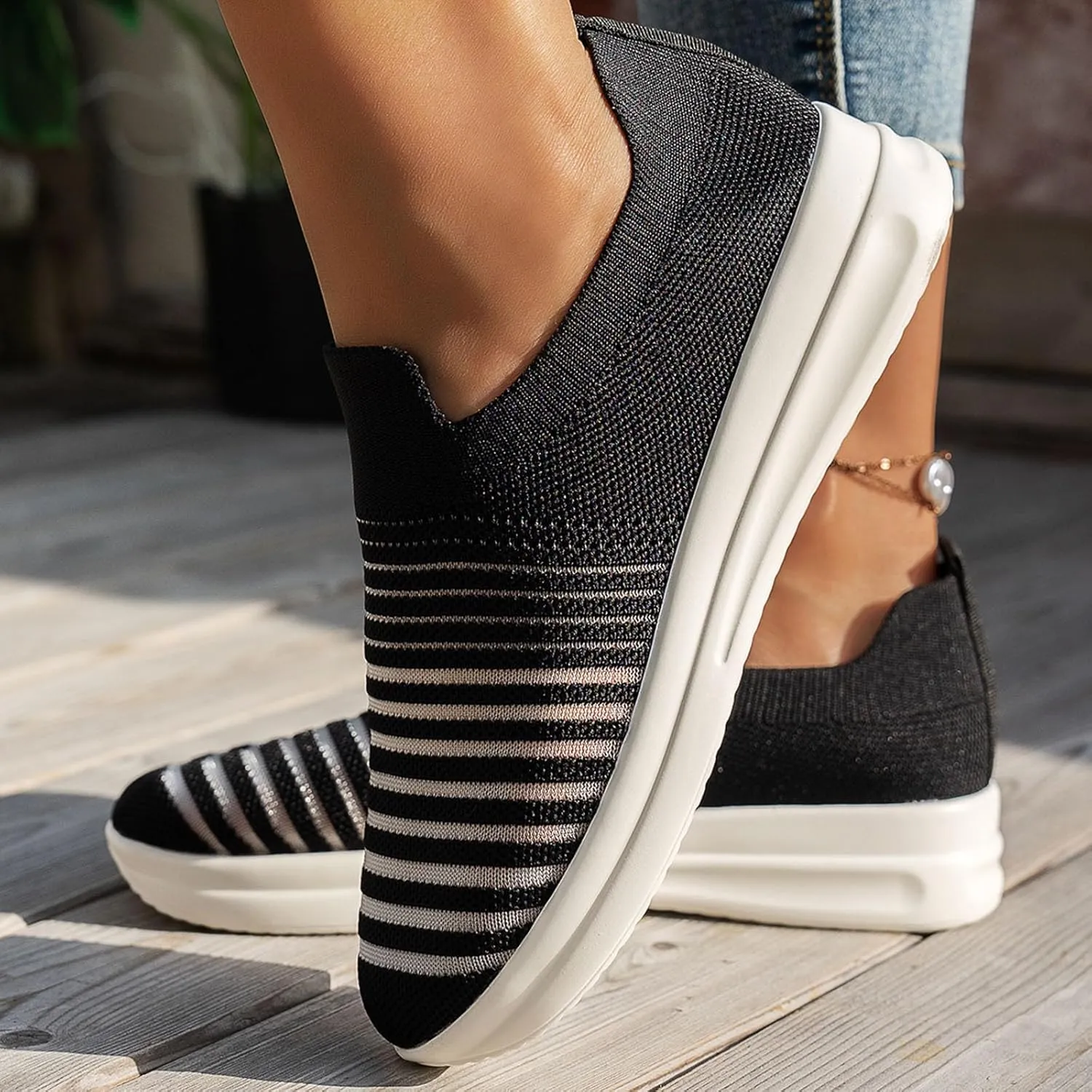 Women's Casual Slip On Shoes Low Heel Comfortable Arch Support Breathable Summer Wedges for Walking Outdoor Travel