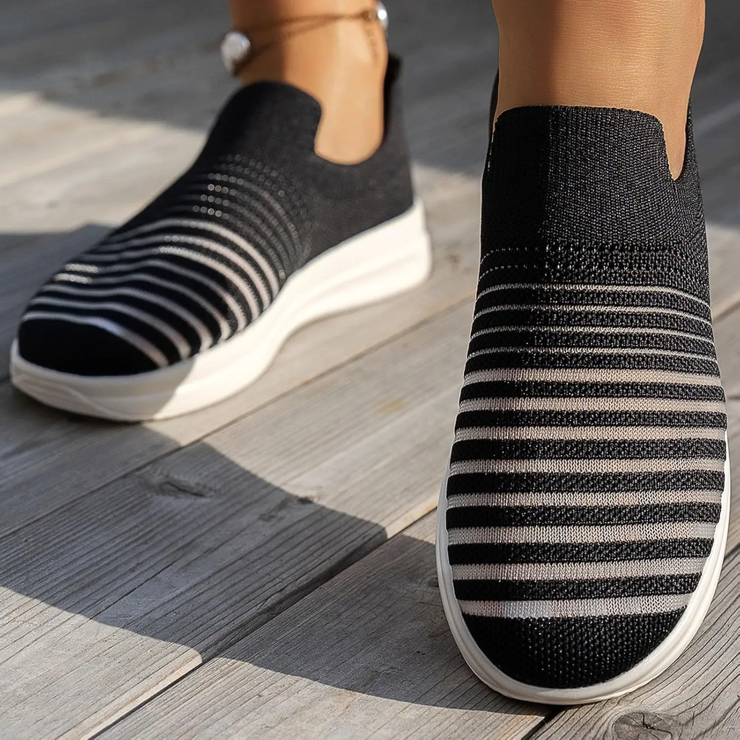 Women's Casual Slip On Shoes Low Heel Comfortable Arch Support Breathable Summer Wedges for Walking Outdoor Travel