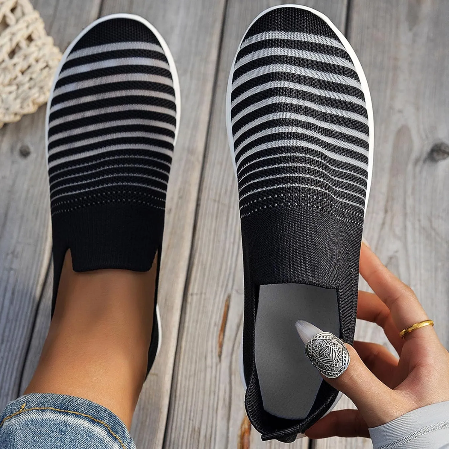 Women's Casual Slip On Shoes Low Heel Comfortable Arch Support Breathable Summer Wedges for Walking Outdoor Travel